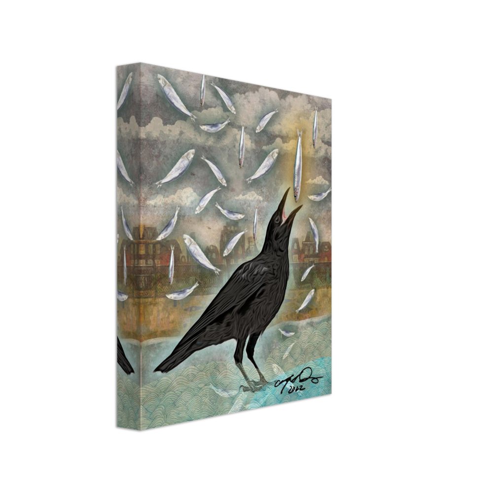 8 x 10 Canvas Urban Crow - Luck
