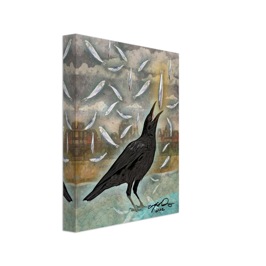 8 x 10 Canvas Urban Crow - Luck